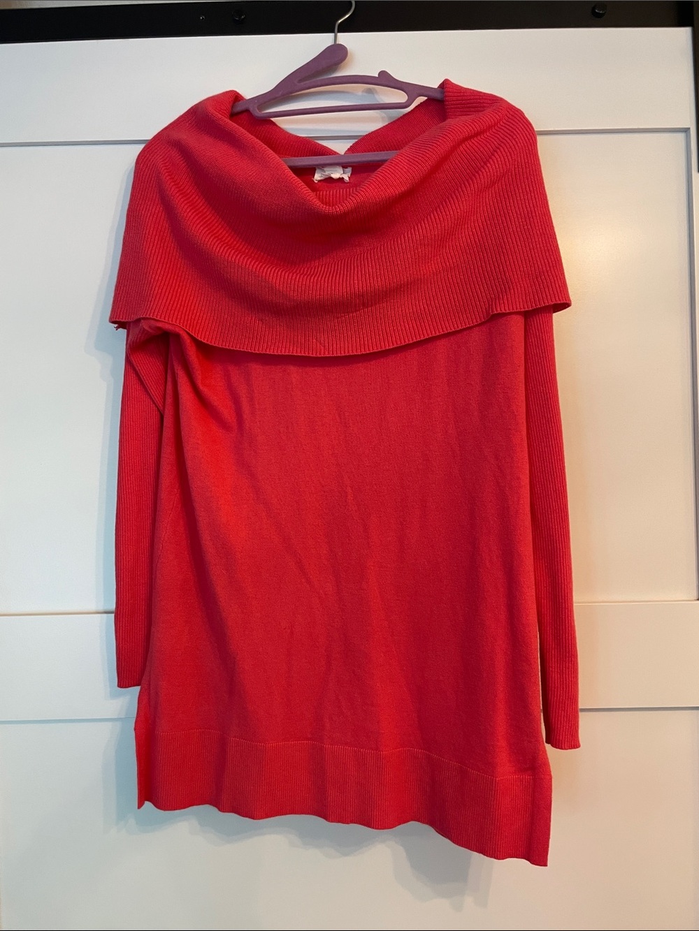 Caslon Nordstrom Women's Coral Off-Shoulder Oversized Rib-Knit Sweater XS